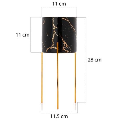 Puķu statīvs NILA 28x11 cm melns/zelta