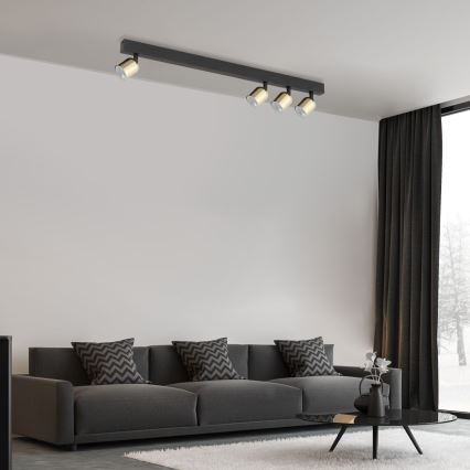 Punktgaismeklis TOP 4xGU10/10W/230V melns/zelts