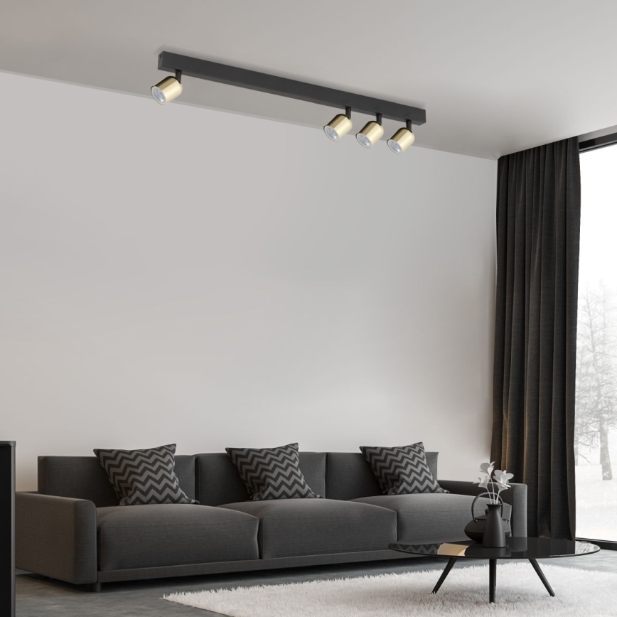 Punktgaismeklis TOP 4xGU10/10W/230V melns/zelts