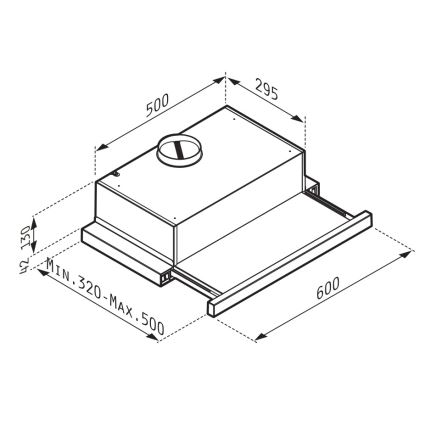 Pyramis 65040001 - Virtuves tvaika nosūcējs SLIDING NT 60 cm balta