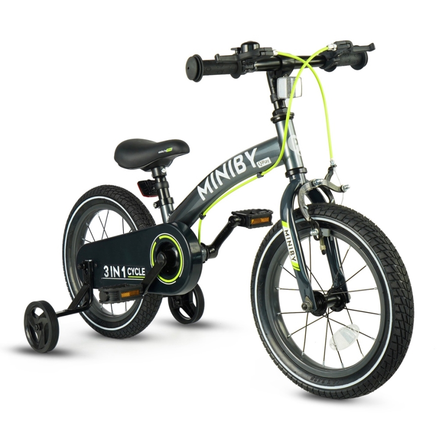 QPlay - 14 bērnu velosipēds MINIBY 3 vienā pelēks