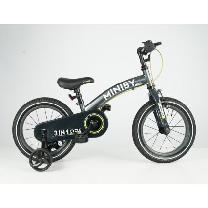 QPlay - 14 bērnu velosipēds MINIBY 3 vienā pelēks