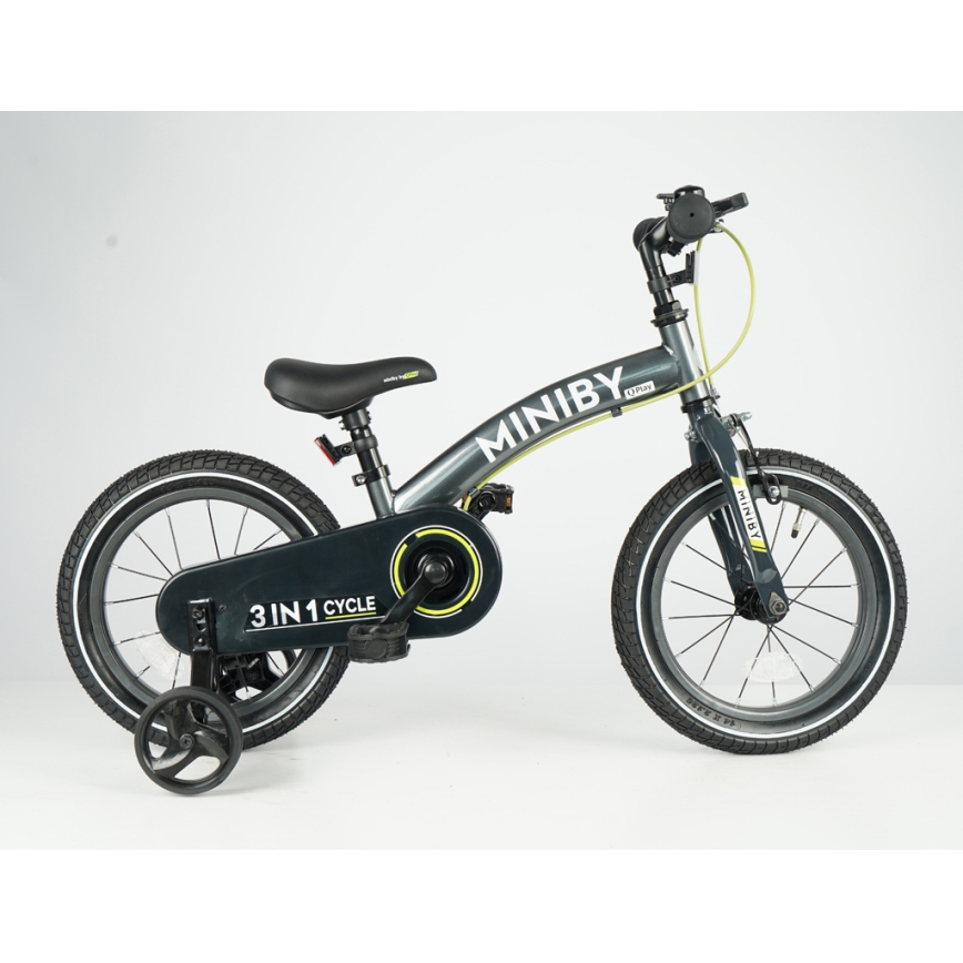 QPlay - 14 bērnu velosipēds MINIBY 3 vienā pelēks
