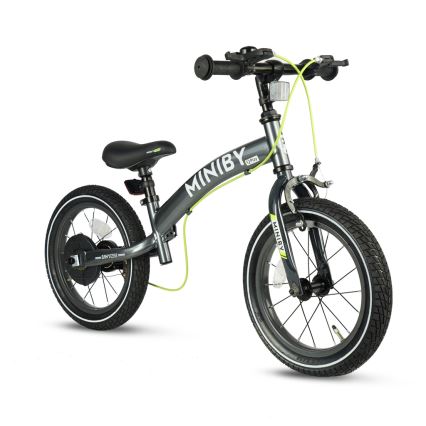 QPlay - 14 bērnu velosipēds MINIBY 3 vienā pelēks