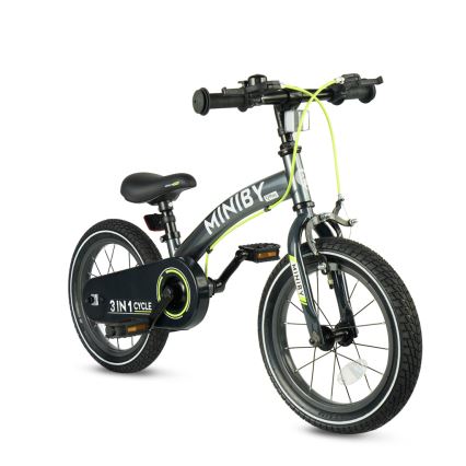 QPlay - 14 bērnu velosipēds MINIBY 3 vienā pelēks