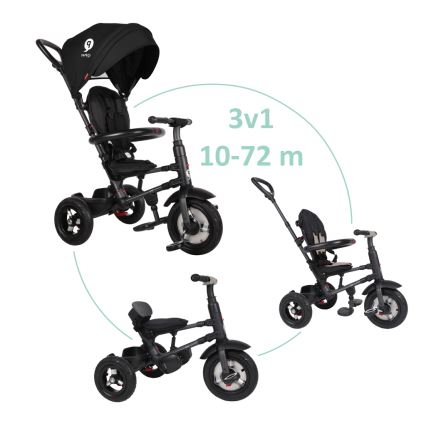 QPlay - Bērnu trīsritenis 3in1 RITO AIR melna