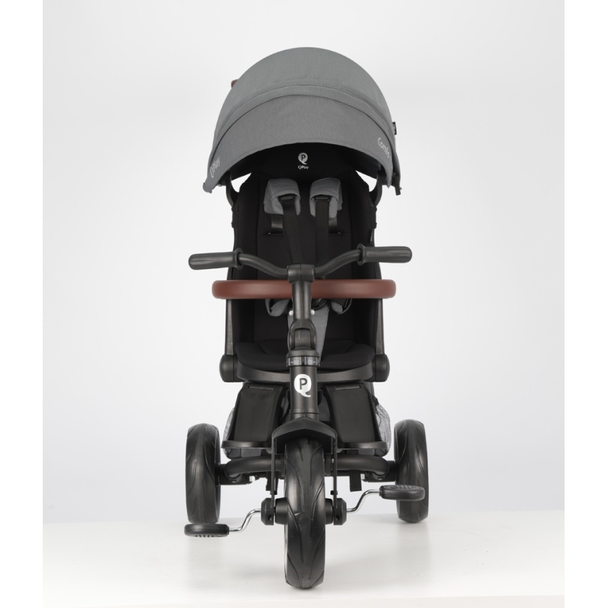 QPlay - Bērnu trīsritenis 7v1 COMFO MAX pelēks