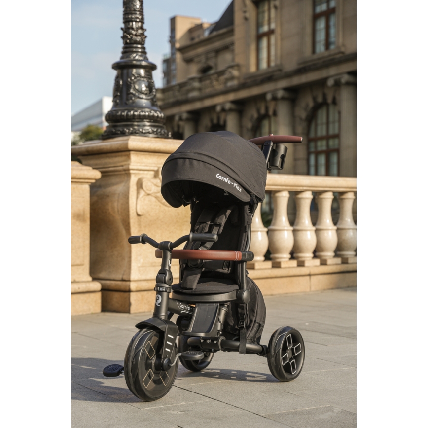 QPlay - Bērnu trīsritenis 8-in-1 COMFO MAX melns