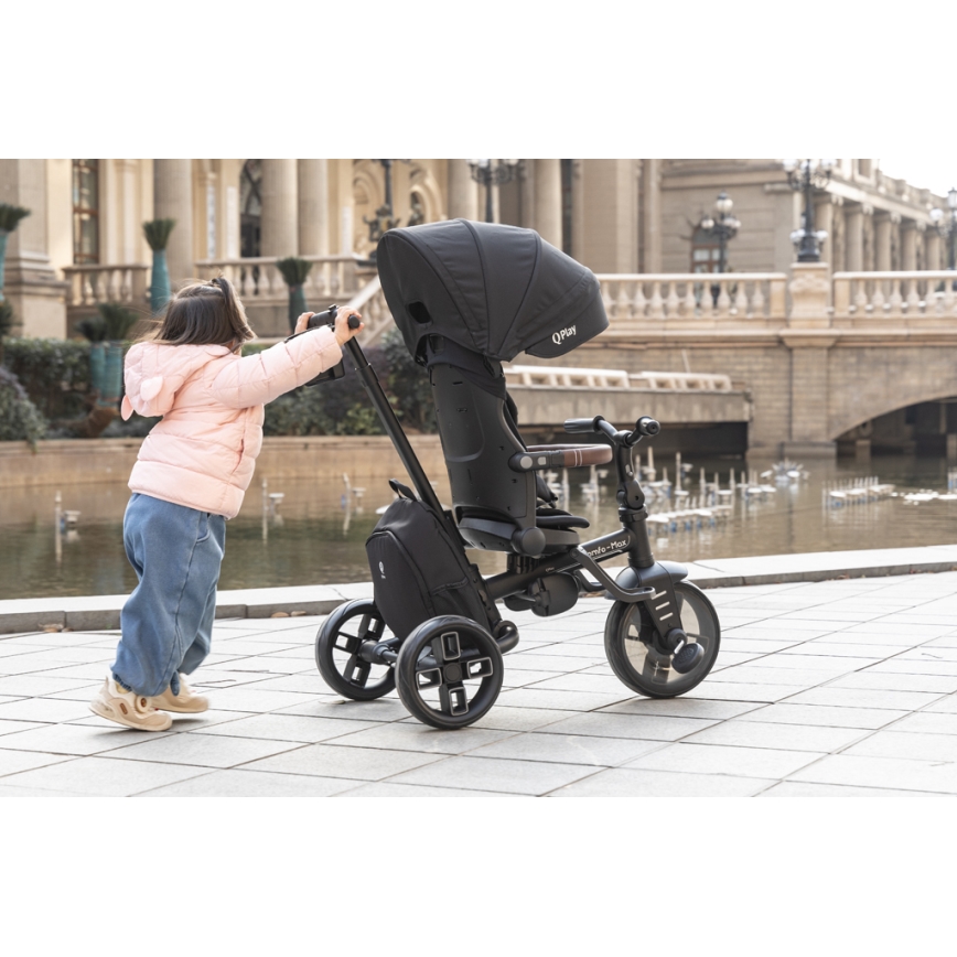 QPlay - Bērnu trīsritenis 8-in-1 COMFO MAX melns