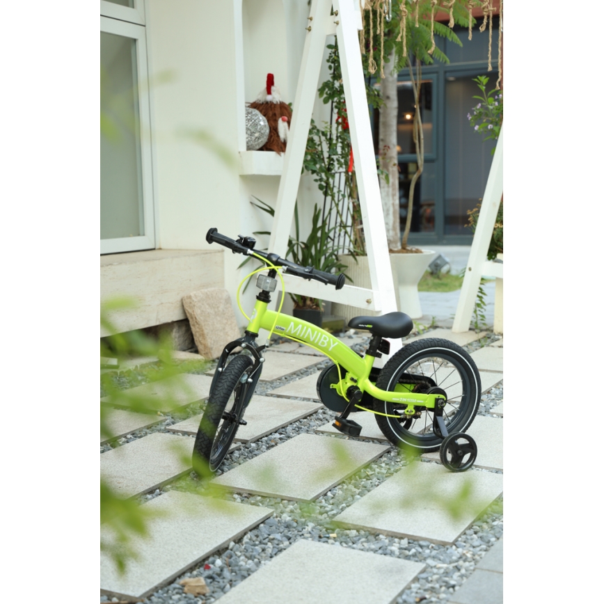 QPlay - Bērnu velosipēds 14" MINIBY 3in1 zaļa
