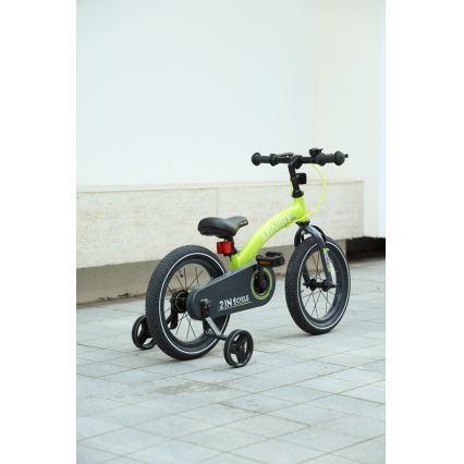 QPlay - Bērnu velosipēds 14" MINIBY 3in1 zaļa