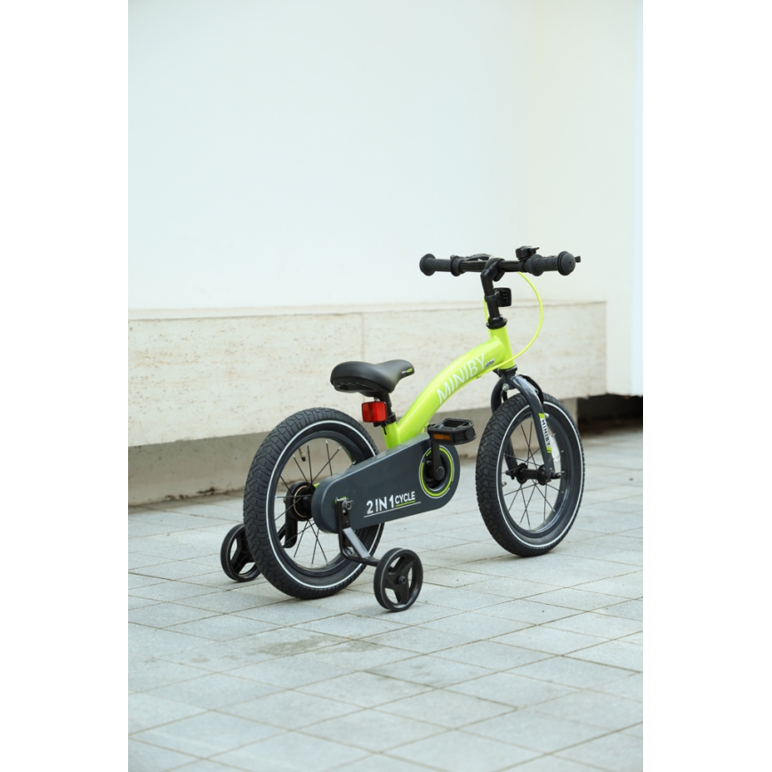 QPlay - Bērnu velosipēds 14" MINIBY 3in1 zaļa