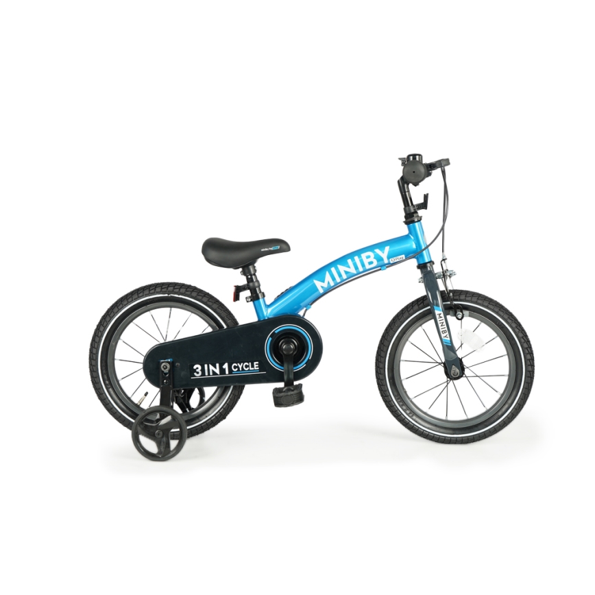 QPlay - Bērnu velosipēds 14 MINIBY 3in1 zila
