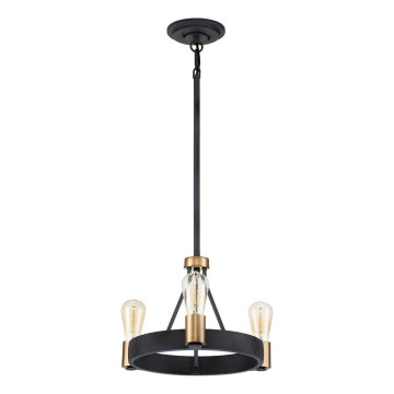 Quintiesse - Griestu lustrs uz stieņa SILAS 3xE27/60W/230V Ø 42,2 cm melns/zelts