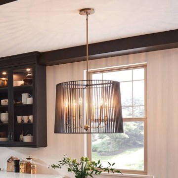 Quintiesse - Lustra uz stieņa LINARA 6xE14/60W/230V Ø 66 cm melna/zelta