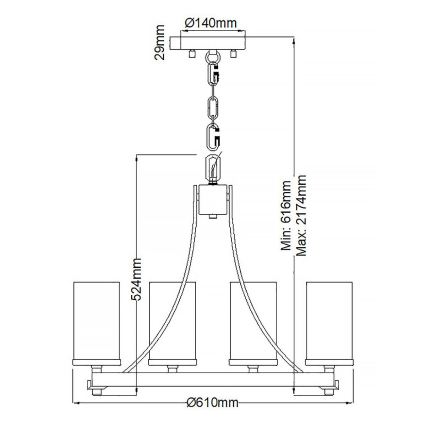 Quintiesse - Lustra ar ķēdi ANGELO 5xE27/60W/230V, ozola dekorā