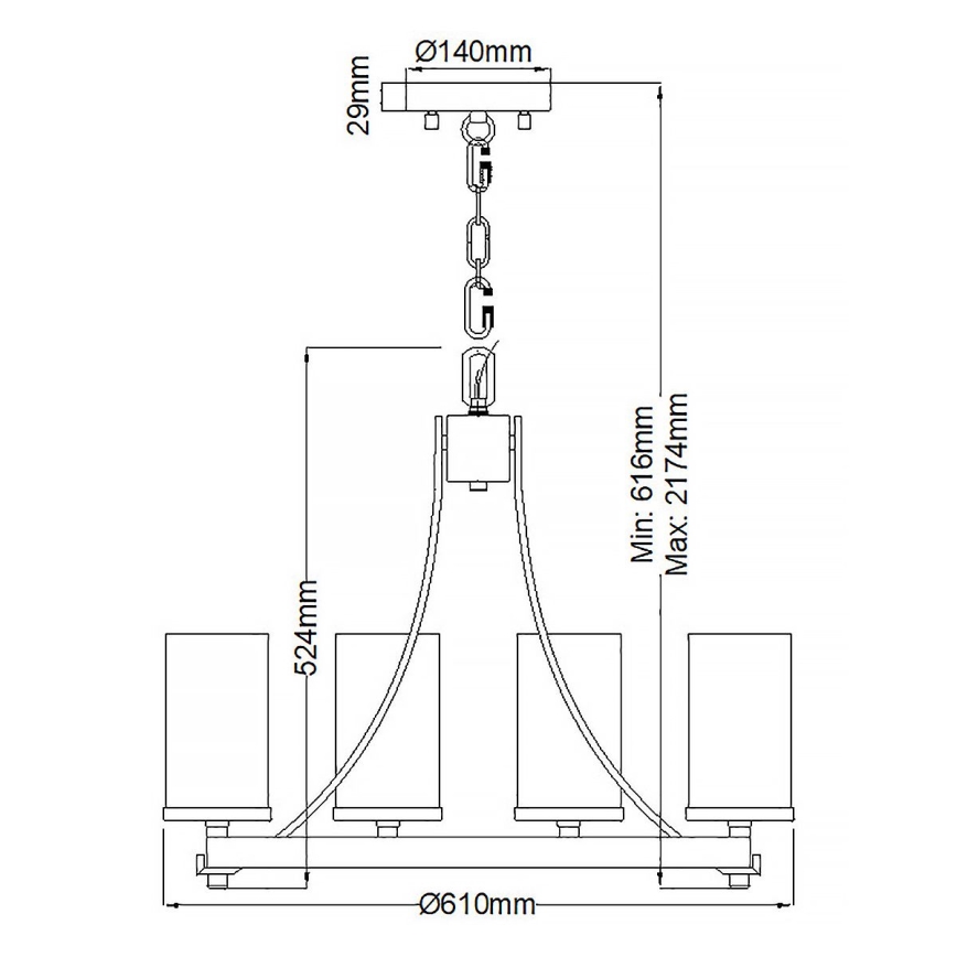 Quintiesse - Lustra ar ķēdi ANGELO 5xE27/60W/230V, ozola dekorā