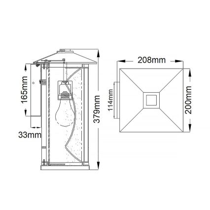 Quintiesse - Āra sienas gaismeklis ASHBERN M 1xE27/60W/230V IP44 melns