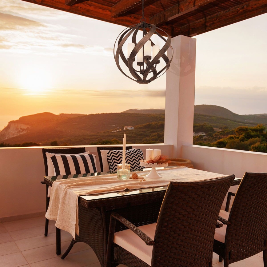 Quintiesse - Āra lustra ar ķēdi BLACKSMITH 4xE14/40W/230V Ø 50,1 cm IP44 melna