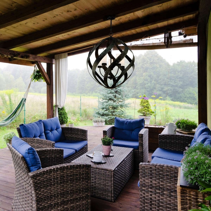 Quintiesse - Āra piekaramā lustra BLACKSMITH ar ķēdi, 5xE14/40W/230V, Ø 66,4 cm, IP44, melna