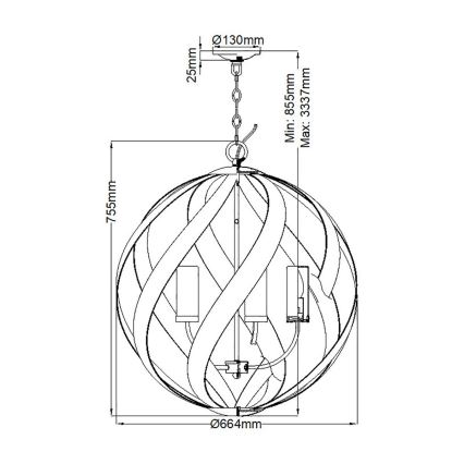 Quintiesse - Āra piekaramā lustra BLACKSMITH ar ķēdi, 5xE14/40W/230V, Ø 66,4 cm, IP44, melna