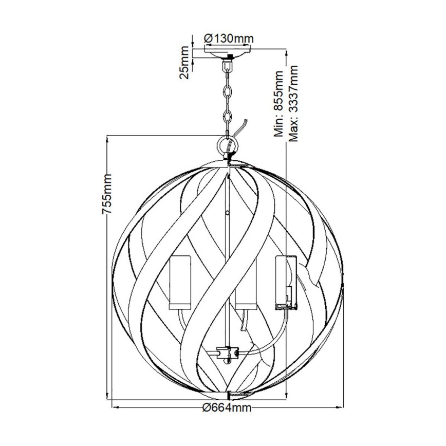 Quintiesse - Āra piekaramā lustra BLACKSMITH ar ķēdi, 5xE14/40W/230V, Ø 66,4 cm, IP44, melna