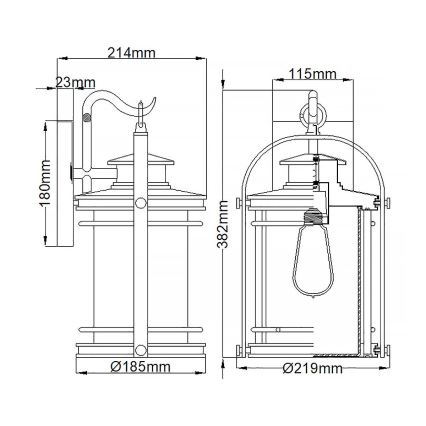 Quintiesse - Āra sienas lampa BOOKER M 1xE27/60W/230V IP44 matēts hroms