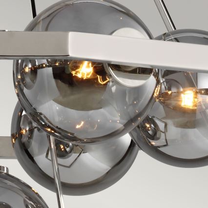 Quintiesse - Griestu lustra ar kātu HARPER 7xE14/60W/230V diametrs 81,3 cm spīdīgs hroms/dūmakains