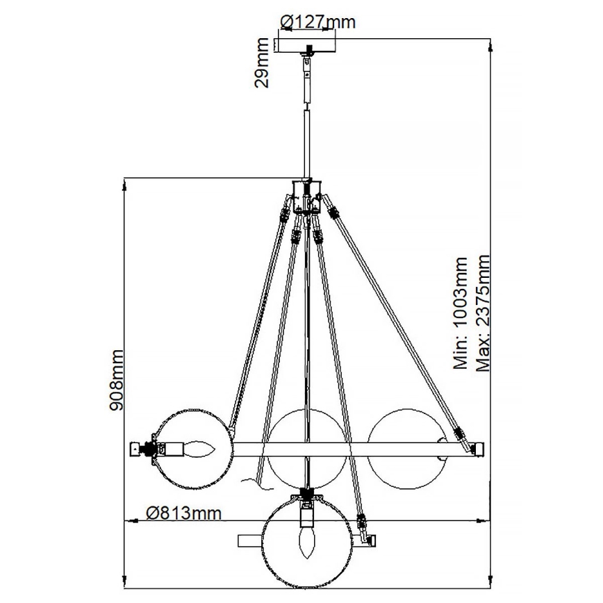 Quintiesse - Griestu lustra ar kātu HARPER 7xE14/60W/230V diametrs 81,3 cm spīdīgs hroms/dūmakains