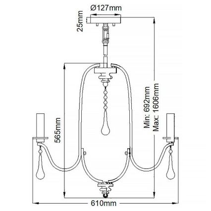 Quintiesse - Lustra uz stieņa KARLEE 5xE14/60W/230V Ø 61 cm matēts hroms