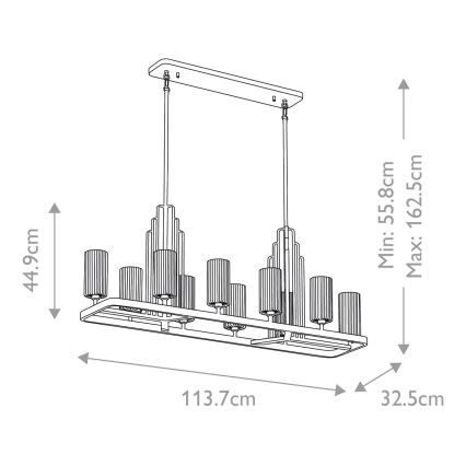Quintiesse - griestu lustra ar stieni KIMROSE 10xE14/40W/230V spīdīgs hroms