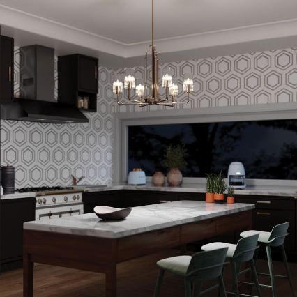 Quintiesse - Lustra uz stieņa KIMROSE 6xE14/40W/230V Ø 68,6 cm spīdīgs hroms