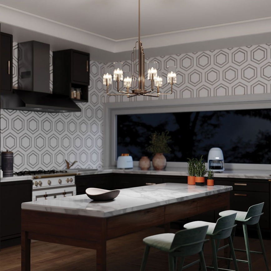 Quintiesse - Lustra uz stieņa KIMROSE 6xE14/40W/230V Ø 68,6 cm spīdīgs hroms