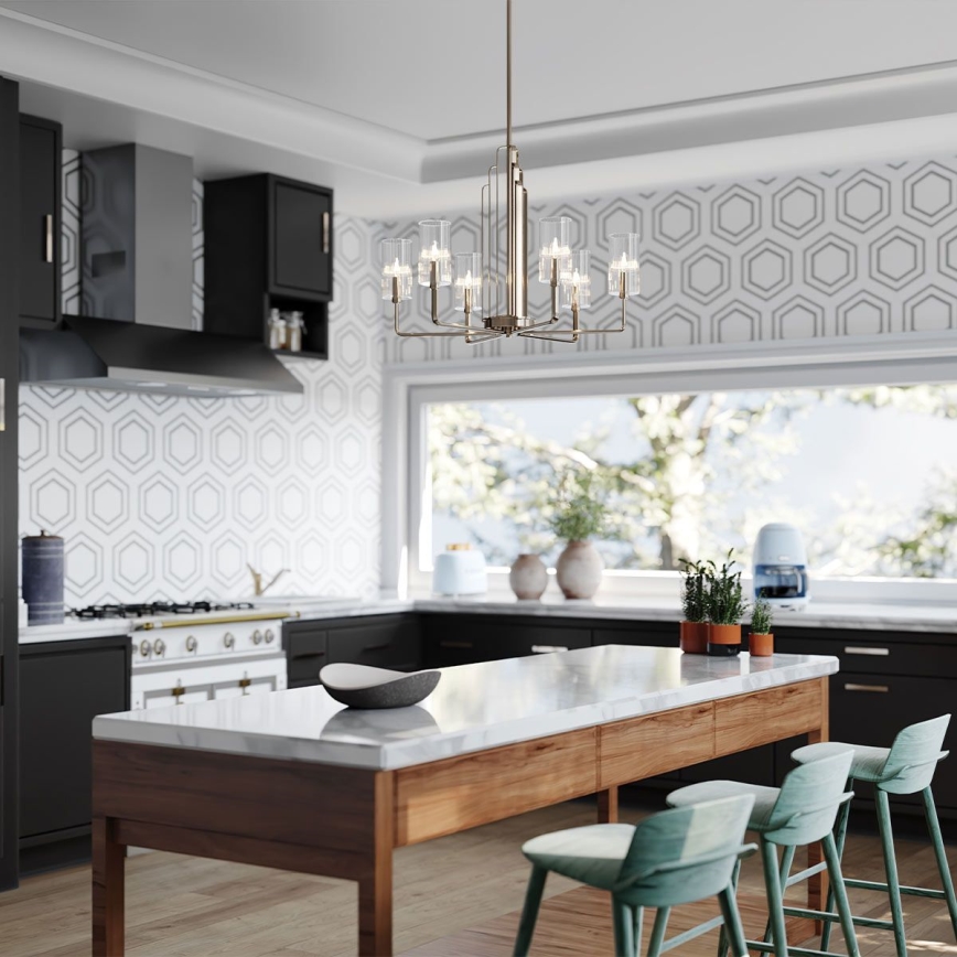 Quintiesse - Lustra uz stieņa KIMROSE 6xE14/40W/230V Ø 68,6 cm spīdīgs hroms