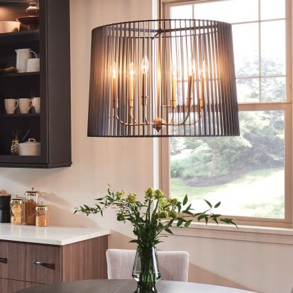 Quintiesse - Lustra uz stieņa LINARA 6xE14/60W/230V Ø 66 cm melna/zelta