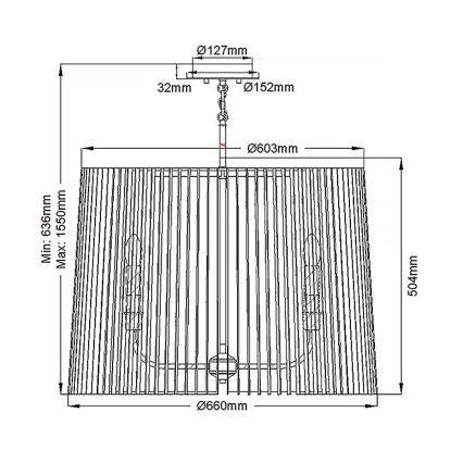 Quintiesse - Lustra uz stieņa LINARA 6xE14/60W/230V Ø 66 cm melna/zelta