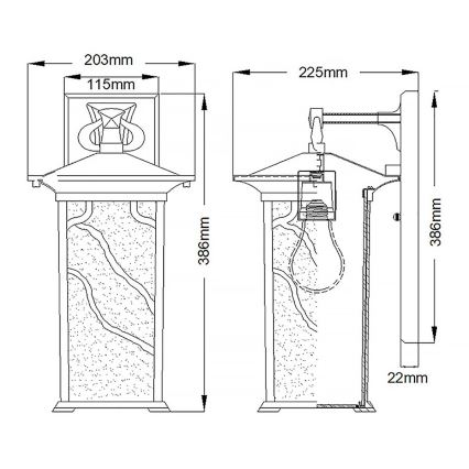 Quintiesse - Āra sienas lampa MORRIS L 1xE27/60W/230V IP44 bronzas krāsā