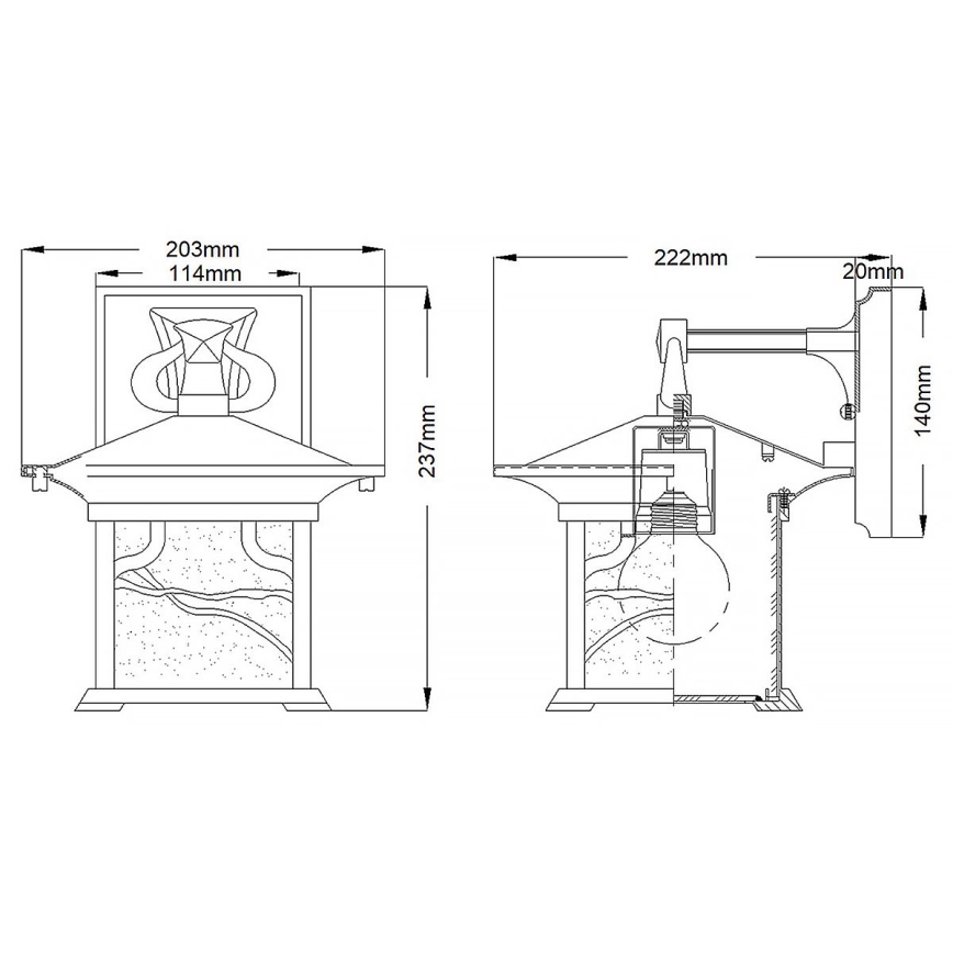 Quintiesse - Āra sienas lampa MORRIS M 1xE27/60W/230V IP44 bronzas krāsā