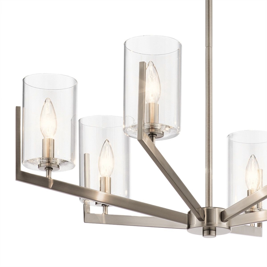 Quintiesse - lustra uz stieņa NYE, 6x E14 (maks. 40 W), 230 V, diametrs 71,1 cm, matēts hroms
