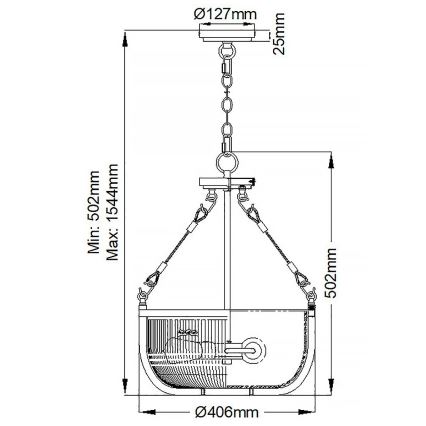 Quintiesse - Ķēdē karājoša lustra ROUX 3xE27/60W/230V Ø 40,6 cm zelta