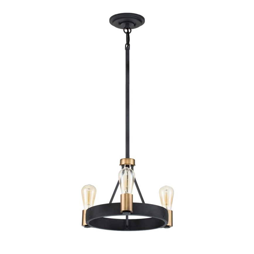 Quintiesse - Griestu lustrs uz stieņa SILAS 3xE27/60W/230V Ø 42,2 cm melns/zelts