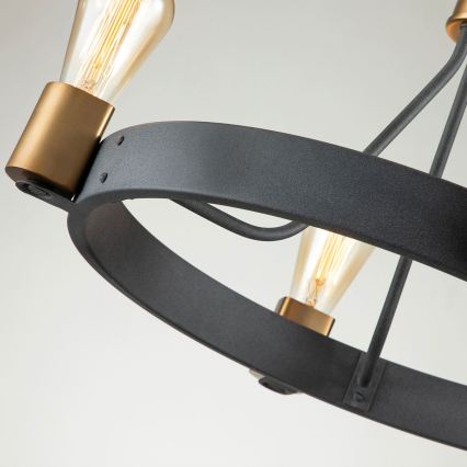 Quintiesse - Lustra uz stieņa SILAS 4xE27/60W/230V diam. 54,9 cm melna/zelta