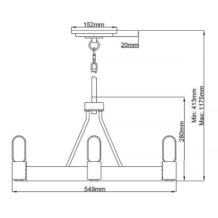 Quintiesse - Lustra uz stieņa SILAS 4xE27/60W/230V diam. 54,9 cm melna/zelta