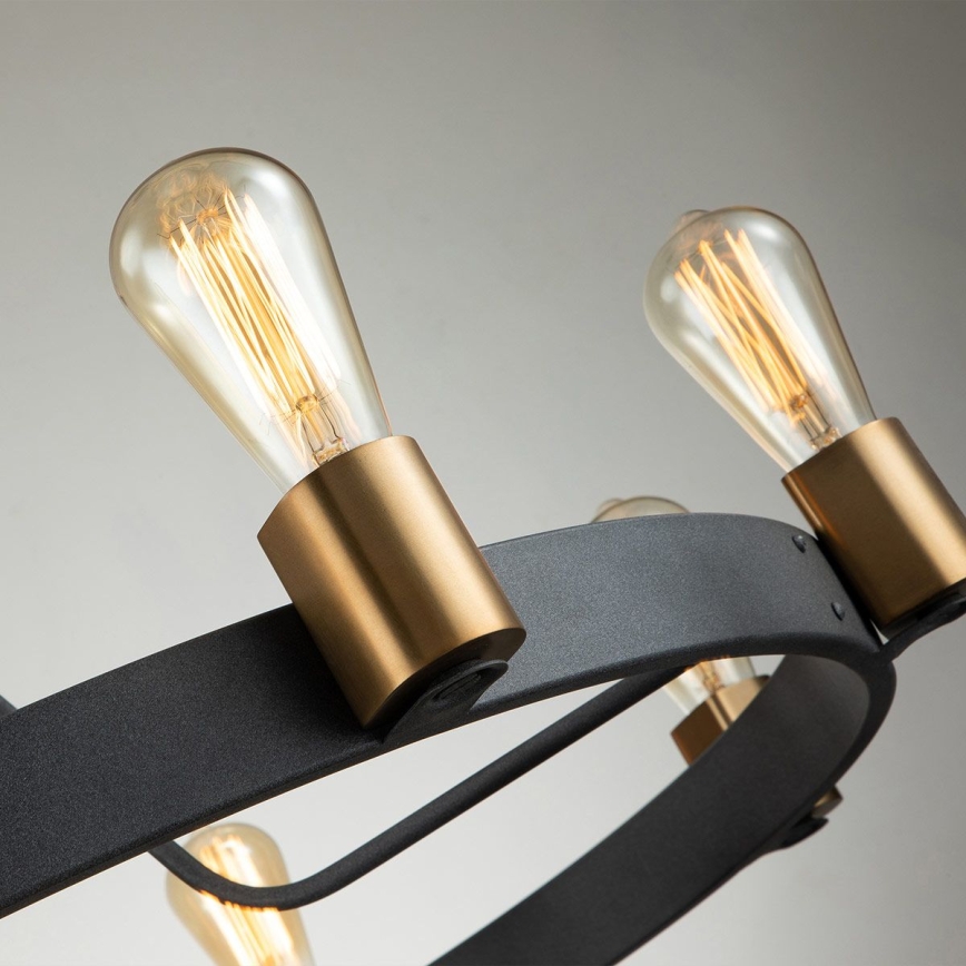 Quintiesse - Lustra uz kāta SILAS 8xE27/60W/230V Ø 82,9 cm melna/zelta