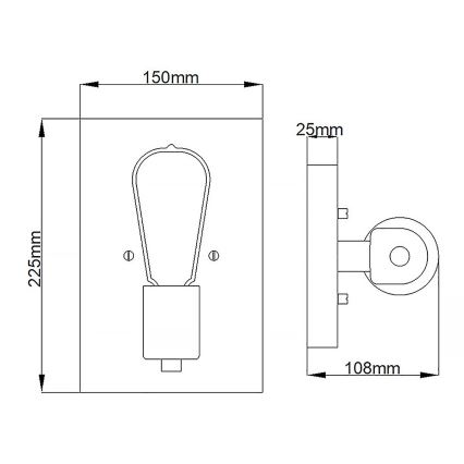 Quintiesse - Sienas gaismeklis SILAS 1xE27/60W/230V melns/zelts
