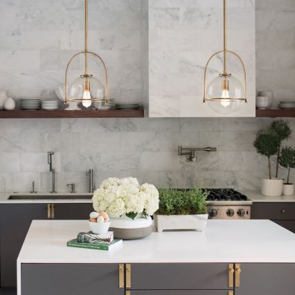 Quintiesse - Lustra uz stieņa SOMERSET 1xE27/60W/230V Ø 28,9 cm bronzas