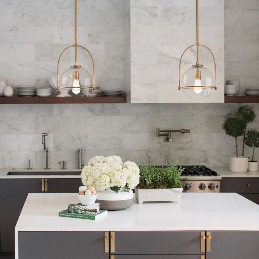 Quintiesse - Lustra uz stieņa SOMERSET 1xE27/60W/230V Ø 28,9 cm bronzas