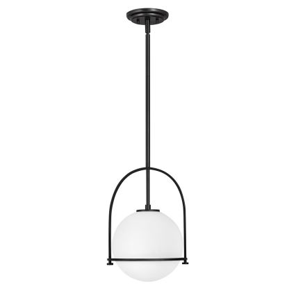 Quintiesse - griestu lustra SOMERSET uz stieņa, 1xE27/60W/230V, Ø 28,9 cm, melna