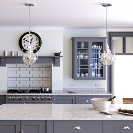 Quintiesse - āra lampa uz stieņa TRIOCENT 1xE27/40W/230V IP44 spīdīgs hroms