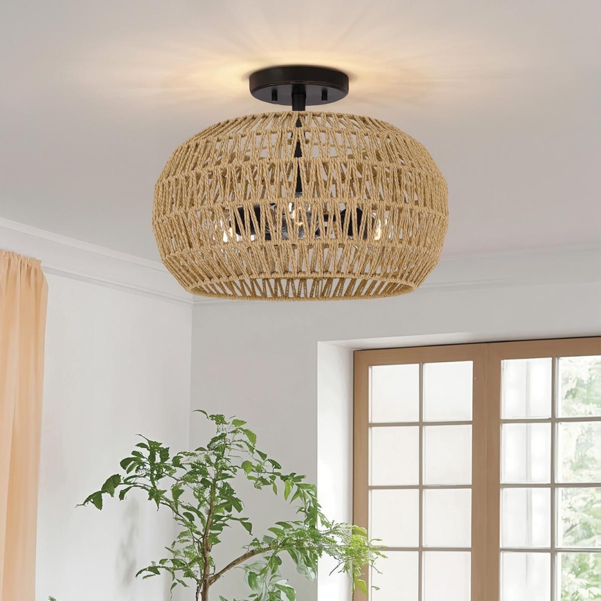Quoizel - Griestu gaismeklis CASABLANCA 3xE27/60W/230V brūns